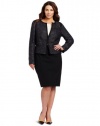 DKNYC Women's Plus-Size Long Sleeve Cropped Jacket With Ponte Inseams
