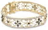 Yellow Gold Plated Sterling Silver Sapphire and Diamond Accent Flower Bracelet, 7.5