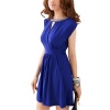 Allegra K Woman Rhinestones Decor Neck Crossover Front Dress Blue XS
