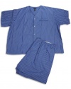 Famous Brand - Big Mens Short Sleeve Knee Length Striped Pajamas, Blue, White 29075