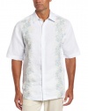 Cubavera Men's Big-Tall Short Sleeve Panel Shirt, Bright White, 3XLT