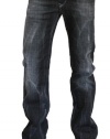 New Diesel Mens Viker Black Boot Cut Jeans Pants, Wash 008UP