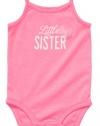 Carter's Girls NB-9 Months Little Sister Tank Onesie (3 Months, Pink)