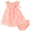 Nannette Baby-girls Newborn 2 Pieces Ruffle Knit Dress And Panty, Guava, 0-3 Months
