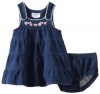 Hartstrings Baby-Girls Newborn Knit French Terry Dress And Diaper Cover Set, Denim, 6-9 Months