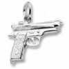 Rembrandt Charms, Pistol Charm in Solid Sterling Silver or Gold, Engravable