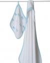 aden + anais Terry Hooded Towel and Muslin Washcloth Set, Hide and Sea