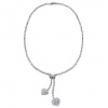CleverSilver's CZ. Pave Diamond Silver Drop Lariat Sweetheart Necklace