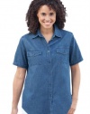 Plus Size Shirt, Short Sleeve In Chambray