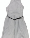 Calvin Klein Women's Belted Pintucked Sleeveless Cotton Lawn Dress (White)