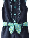 Carter's Watch the Wear Baby-Girls Infant Romper With Ruffles And Cheetah Bow, Medium Blue, 18 Months