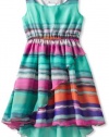 Bonnie Jean Girls 7-16 Magenta Stripe Chiffon Dress, Magenta, 14