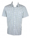 Michael Kors Mens Tailored Fit Check Short Sleeve Shirt