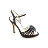 Caparros Zodiac Womens Size 9.5 Black Peep Toe Textile Dress Sandals Shoes