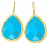 18KT Gold Vermeil Large Turquoise Teardrop Earrings 925 Sterling Silver Bezel Set Gemstone Drops, Kyle Richards