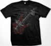 Boney's Riff Mens Gothic T-shirt, Skeleton Playing Guitar Liquid Blue Design Tee Shirt