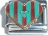 Clearly Charming Heart with Blue and Red Stripes Italian Charm Bracelet Link