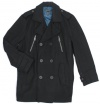INC International Concepts Men's Black Wool Blend Winter Pea Coat , 2XL