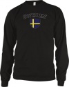 Sweden Flag Shield International Soccer Mens Thermal Shirt, Swedish National Pride Mens Long Sleeve Thermal Shirt