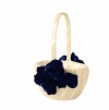 Ivy Lane Design Wedding Accessories Chelsea Collection Flower Girl Basket, Ivory and Navy Blue