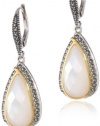 Judith Jack Dewdrop Sterling Silver, Marcasite and Mother of Pearl Drop Earrings