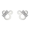 .925 Sterling Silver Rhodium Plated Micky Mouse Ribbon CZ Stud Earrings with Screw-back for Children & Women