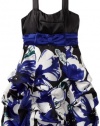 Ruby Rox Girls 7-16 Color Block Pick-Up With Print Skirt, Royal/Black, 12