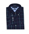 Tommy Hilfiger Men Custom Fit Long Sleeve Plaid Logo Shirt