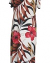 Round Neck Long Dress - Delightful Hibiscus Caftan Kaftan Style Hawaiian Aloha Evening Pullover Dress - Regular & Plus Size