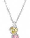 Judith Ripka Linen Multi-Colored Silver Twin Heart Necklace