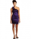 Wishes Wishes Wishes Juniors Rosette One Shoulder Dress, Eggplant, 11