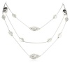 Nine West  Natural Beauty Silver-Tone Textured 3-Row Illusion Necklace