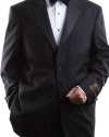 Men's Single Breasted Two Button Black Super 150s Tuxedo Flex-Fit Waist