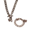Juicy Couture Antiqued Rose Gold Toggle Pave Heart Charm Bracelet & Necklace Set