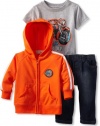 Kids Headquarters Baby-Boys Infant Hoody With Gray Tee And Blue Jean, Orange, 18 Months