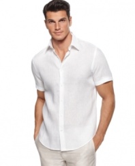 This linen shirt from Perry Ellis is a light weight seasonal staple.