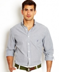 You earned your stripes. This shirt from Nautica is a simple classic perfect for your preppy summer look.
