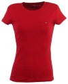 Tommy Hilfiger Womens Crewneck Solid Color Logo T-Shirt