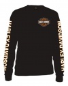 Harley-Davidson® Men's Black Long Sleeve Bar & Shield T-Shirt. Graphics Front, Back, Arms. All Cotton. 302917440
