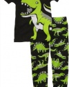 Carter's Boys 4-7 Dinosaur Pajama Set (6, Black/Green)