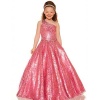 Sugar Pink Leopard Print Shimmer One Shoulder Pageant Dress Girls 14