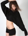 Black KD dance Sexy Bare Belly Cocoon Shadow Stripe Dance Top Made in NYC USA