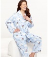 Charter Club Womens Blue Penguin Flannel Pajama Set