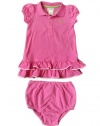 Ralph Lauren Layette Girls Ruffled Polo Dress, Pink, 12M