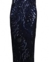 Aidan Mattox Women's Flower Sequin Long Dress Gown (10, Twilight)