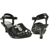 Girls Strappy Cross Rhinestones High Heel Black Sandals Pageant toddler/youth shoes Size 12