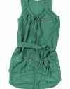 Calvin Klein Women's Sleeveless Drawstring Scoopneck Belted Zip-front Dress (Mojito Green) (Small)