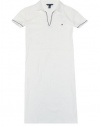 Tommy Hilfiger Women Emma V-neck Polo Logo Dress (L, White)