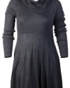 Calvin Klein Women's Pleated Skirt Sweater Dress Charcoal