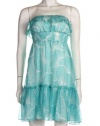 Shoshanna Fan Print Silk Aqua Cover-up Dress